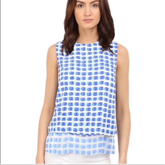 kate spade Tops - Kate Spade Abstract Blue White Tank Sleeveless Top